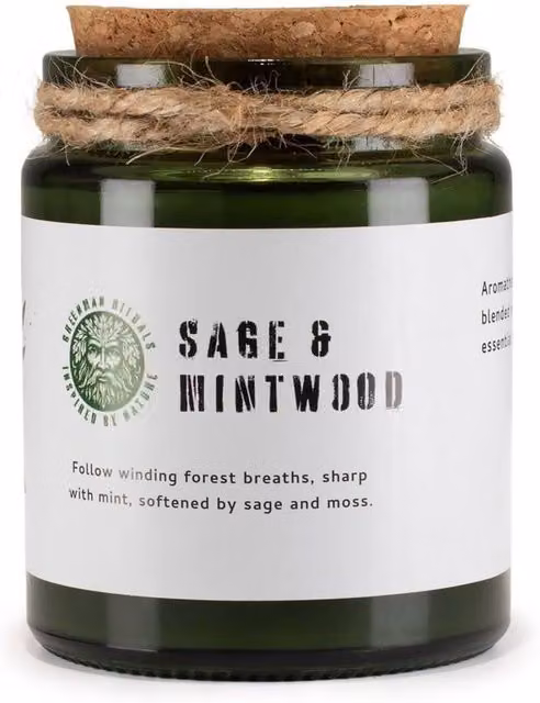 KDMD Greenman Sage and Mintwood Fresh Soy Wax Candle with Woodwick in Green – 1