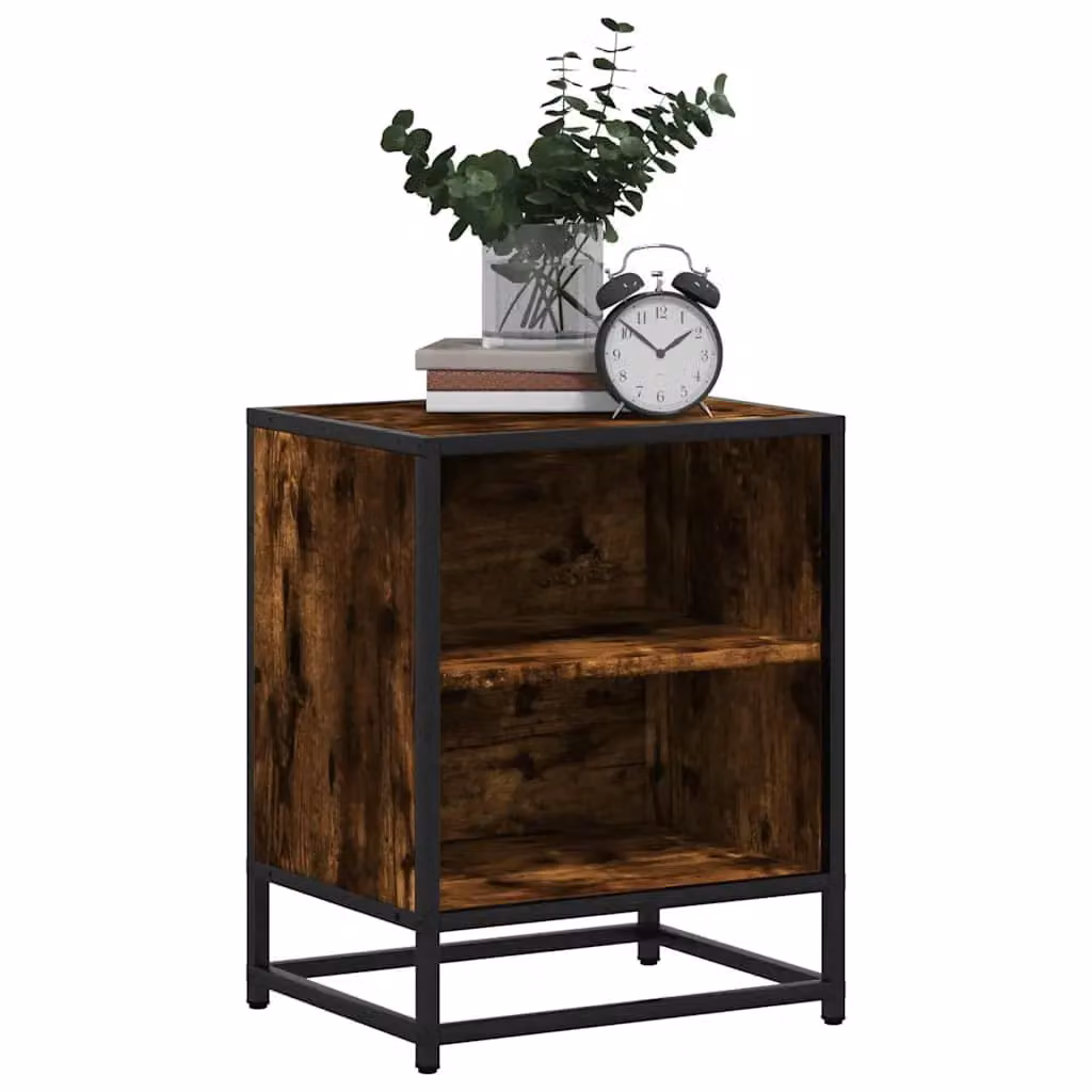 Berkfield Home Set of 2 Bedside Cabinets in Smoked Oak Brown, W/D/H: 40 x 31 x 50 cm – 3