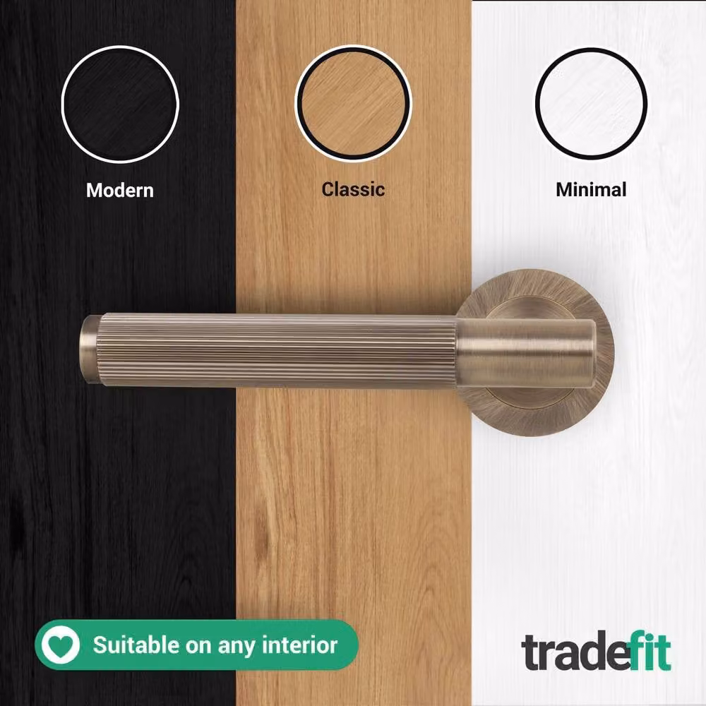 AFIT Antique Brass Bathroom Door Handle Set with WC Lock and Hinges in Bronze – 5