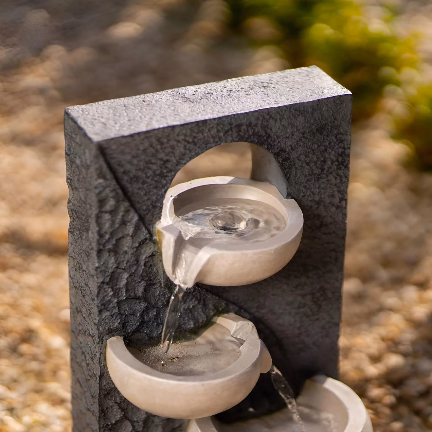 Primrose Solar Cascade Water Feature Pouring Bowl in Grey, Diameter: 48 cm – 4