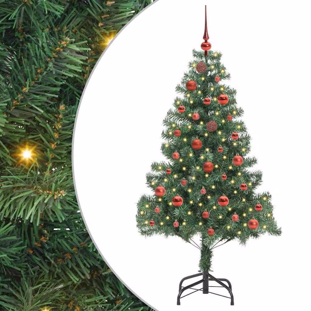 Berkfield Home Lush Green PVC Christmas Tree with 150 LEDs and Stand, Height: 150 cm – 3