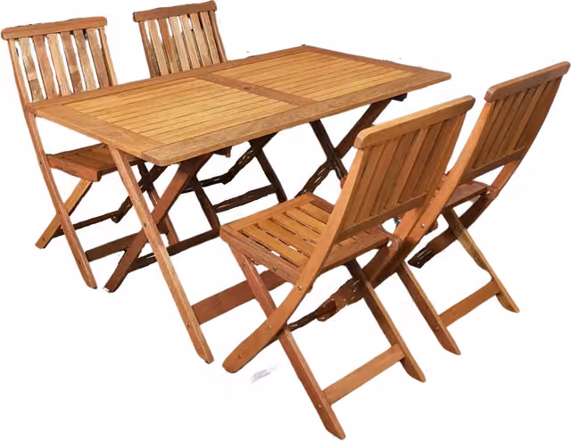 Samuel Alexander Rustic Brown Treated Hardwood Folding Rectangle Patio Dining Table and Chairs Set