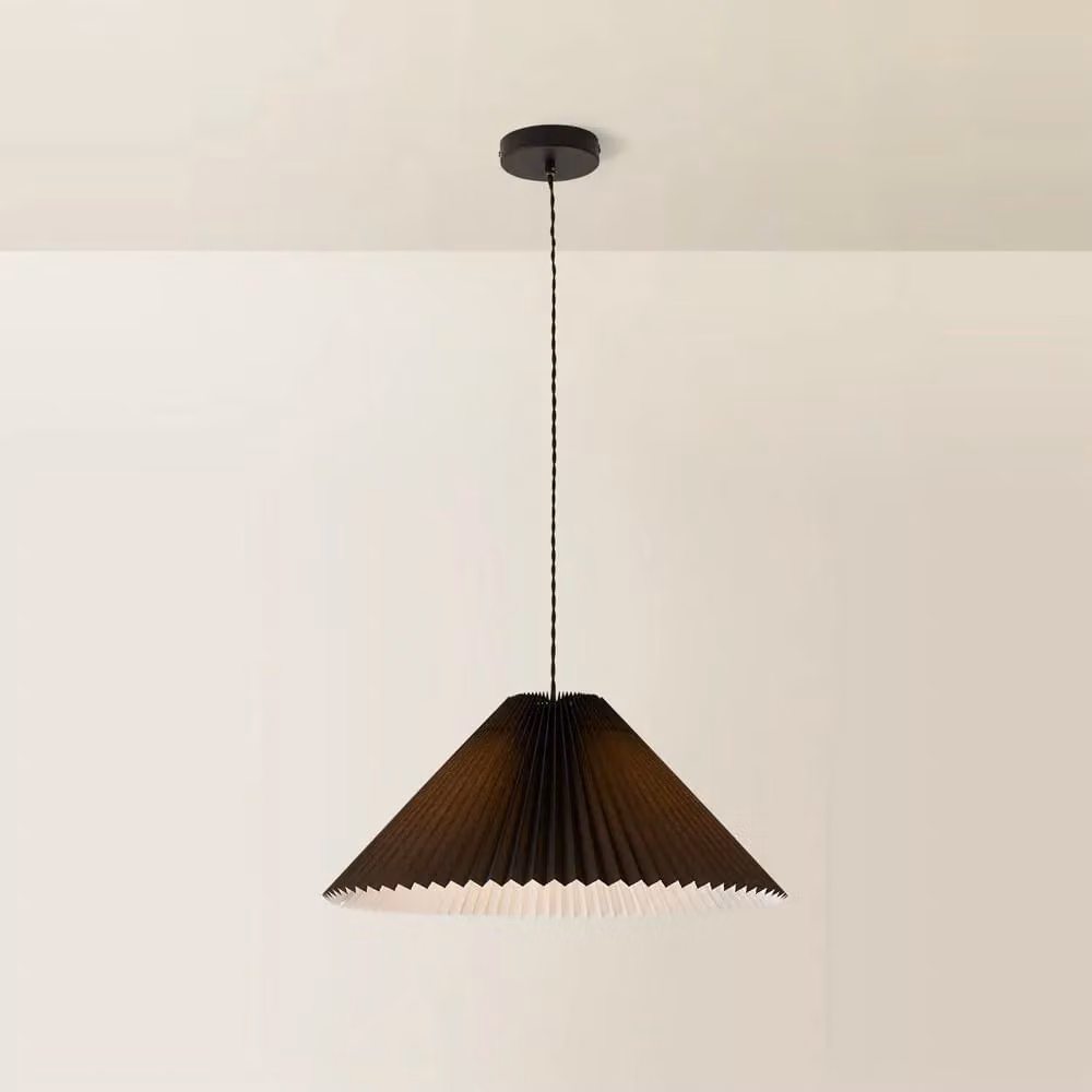 ValueLights Akira Pleated Single Drop Ceiling Pendant Light with LED Bulb, Black – 2