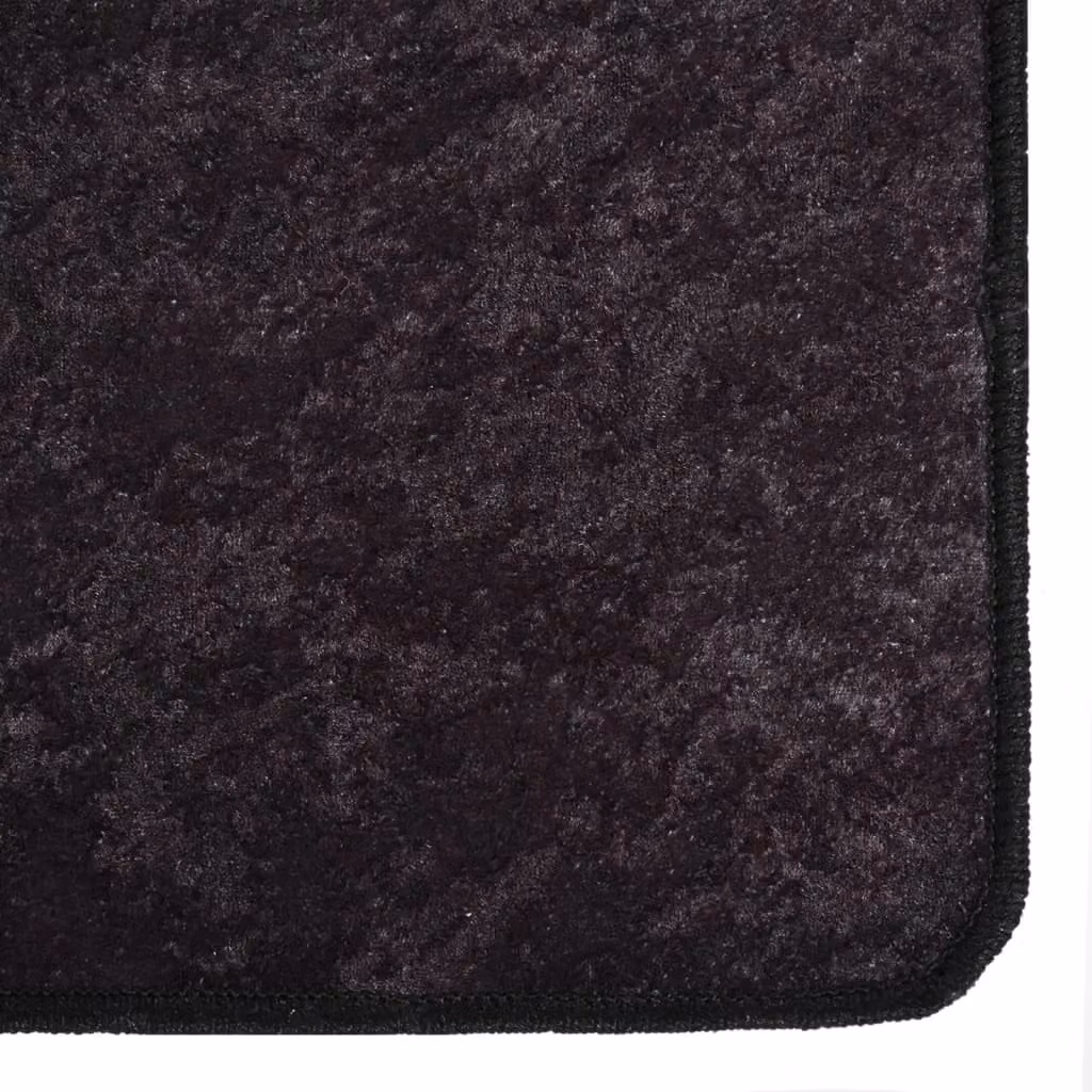 Berkfield Home Washable Anti Slip Round Rug in Anthracite and Black, Diameter: 100 cm