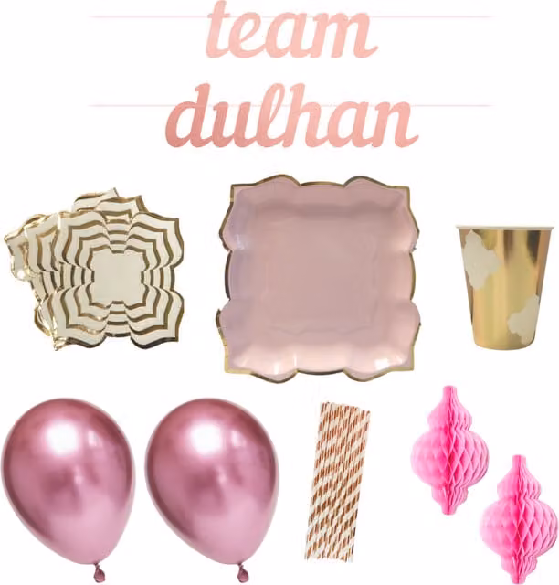 Peacock Supplies Party in a Box Team Dulhan Pink Paper Childrens Party Set