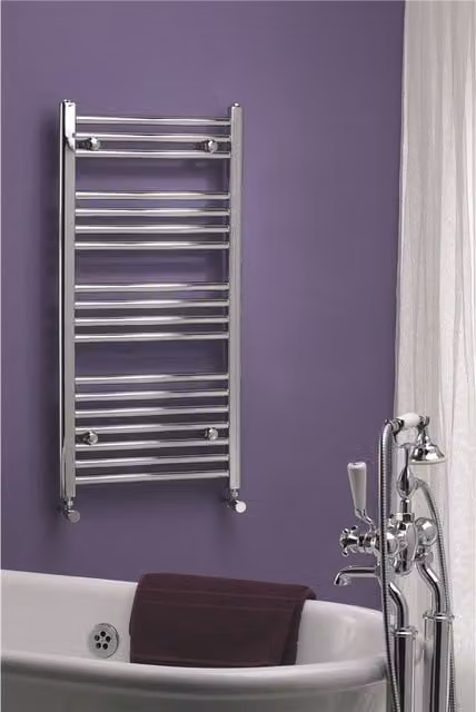 Clifton Vertical Curved Bathroom Towel Rail, Chrome, Height: 80 cm, Width: 60 cm