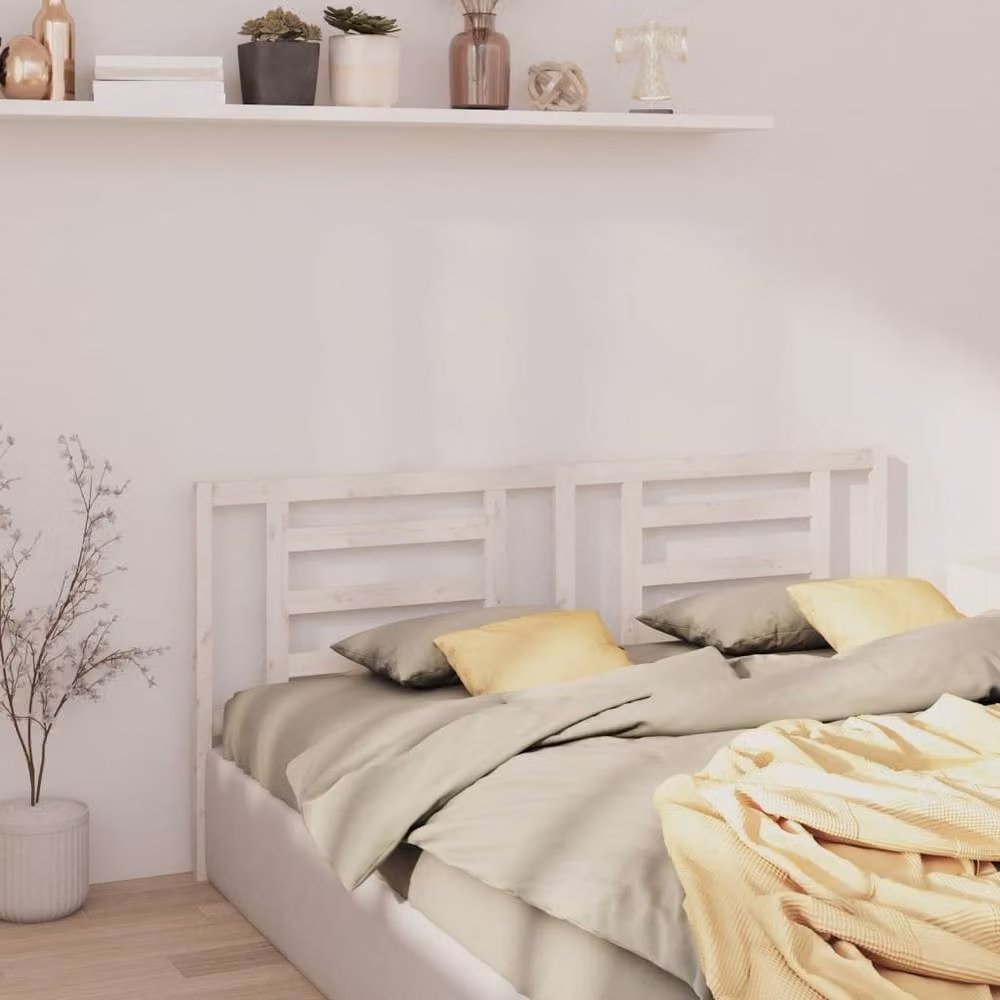 Berkfield Home Beautiful Bed Headboard in White Solid Pine Wood, W: 186 cm, D: 4 cm, H: 100 cm – 2