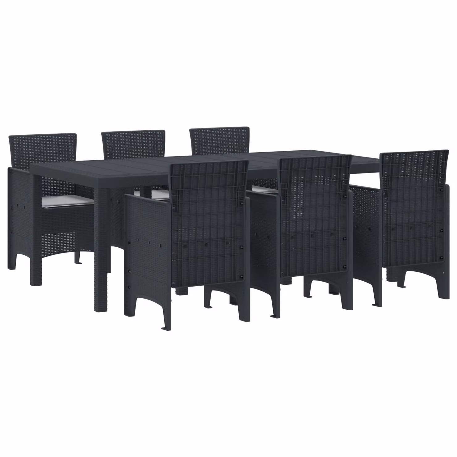Berkfield Home 7 Piece Anthracite Poly Rattan Garden Dining Set with Cushions – 2