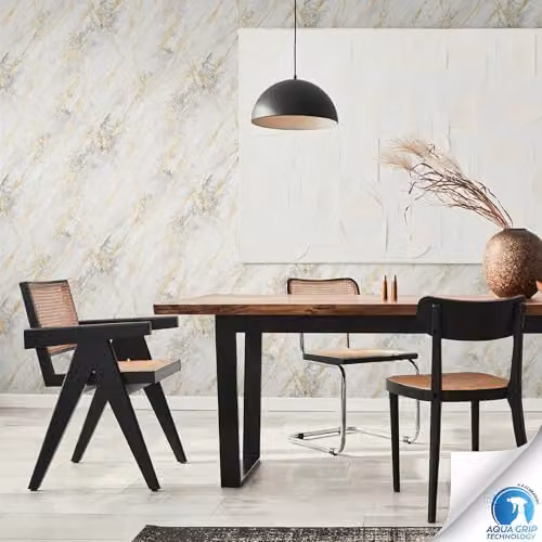A.S. Création Non-Woven Abstract Marble Wallpaper in White, Gold and Grey, W/H: 0.53 x 10.05 m – 3