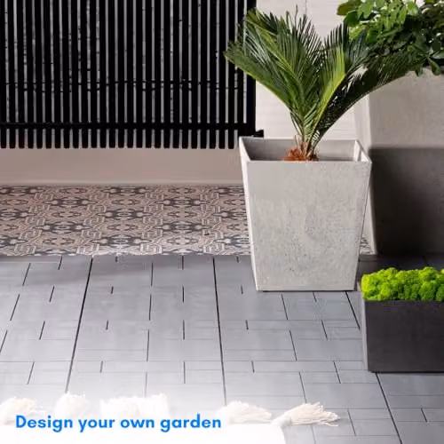 Nicoman Pack of 10 Cosmopolitan Interlocking Mosaic Decking Tiles, Grey, 30 x 30 cm – 4
