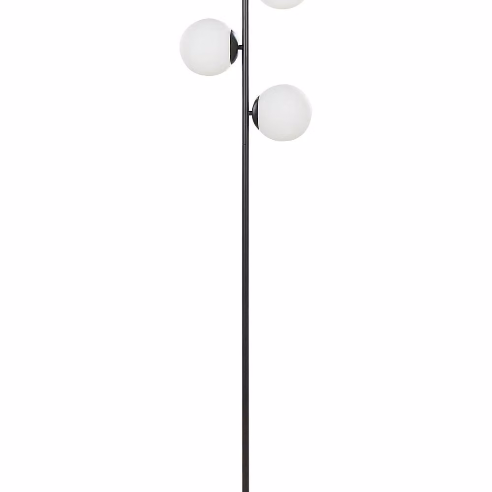 Wyld and Coco Modern Black Metal Floor Lamp with 3 White Glass Spheres, Height: 153 cm – 2