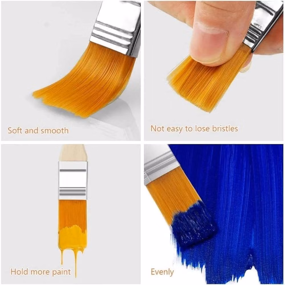 SPETLEK 40-Piece Small Flat Disposable Paint Brush Set in Brown for Water-Based Paint – 3