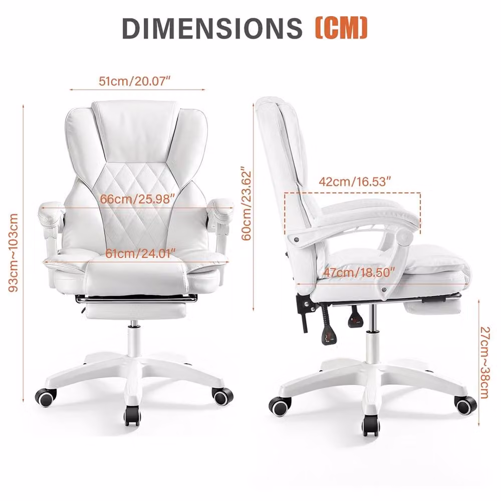 EONLION White Executive High Back Desk Chair with Headrest and Adjustable Height – 2