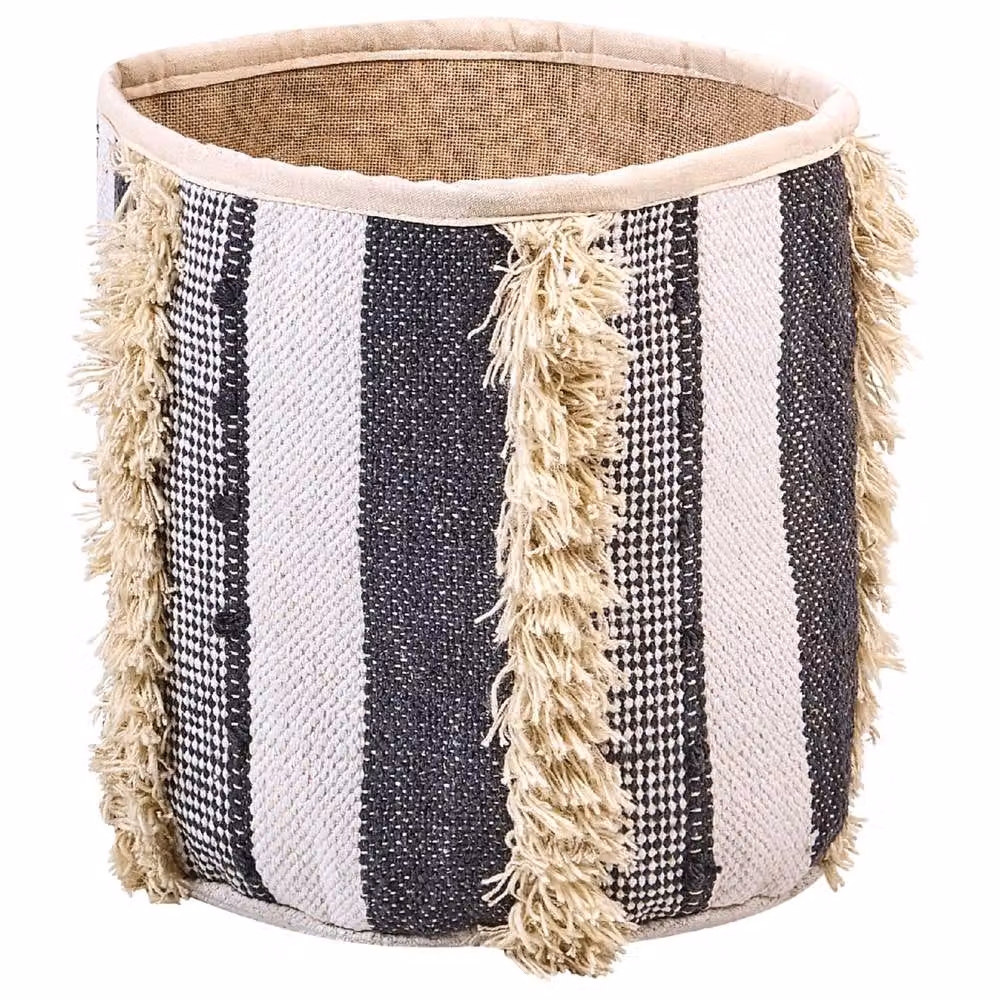 Wyld and Coco Set of 2 Open Weave Cotton Storage Baskets in Beige and Grey, W: 40 cm, D: 45 cm – 5