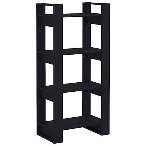 vidaXL Solid Wood Book Cabinet and Room Divider in Rustic Black, W/D/H: 60.0 x 35.0 x 30.0 cm – 1