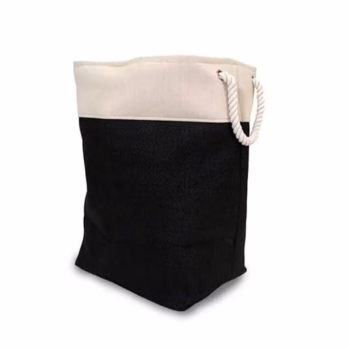 Libbi Lou Large Collapsible Fabric Laundry Basket with Handles, 78L, Black and Beige