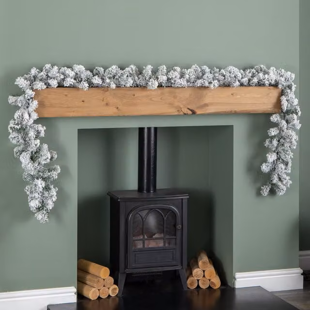Samuel Alexander 2.7m Imperial Snowy Christmas Garland in White with 180 Tips