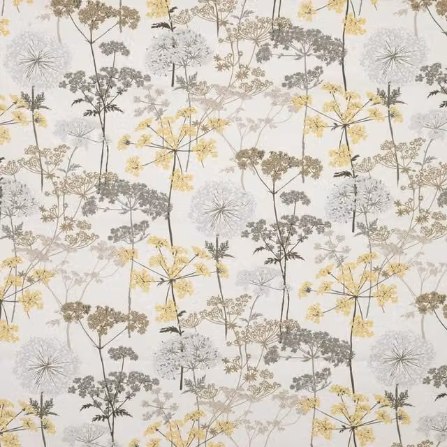 iLiv Hedgerow Floral Cotton Fabric in Charcoal, White, Grey, Beige and Multicolour