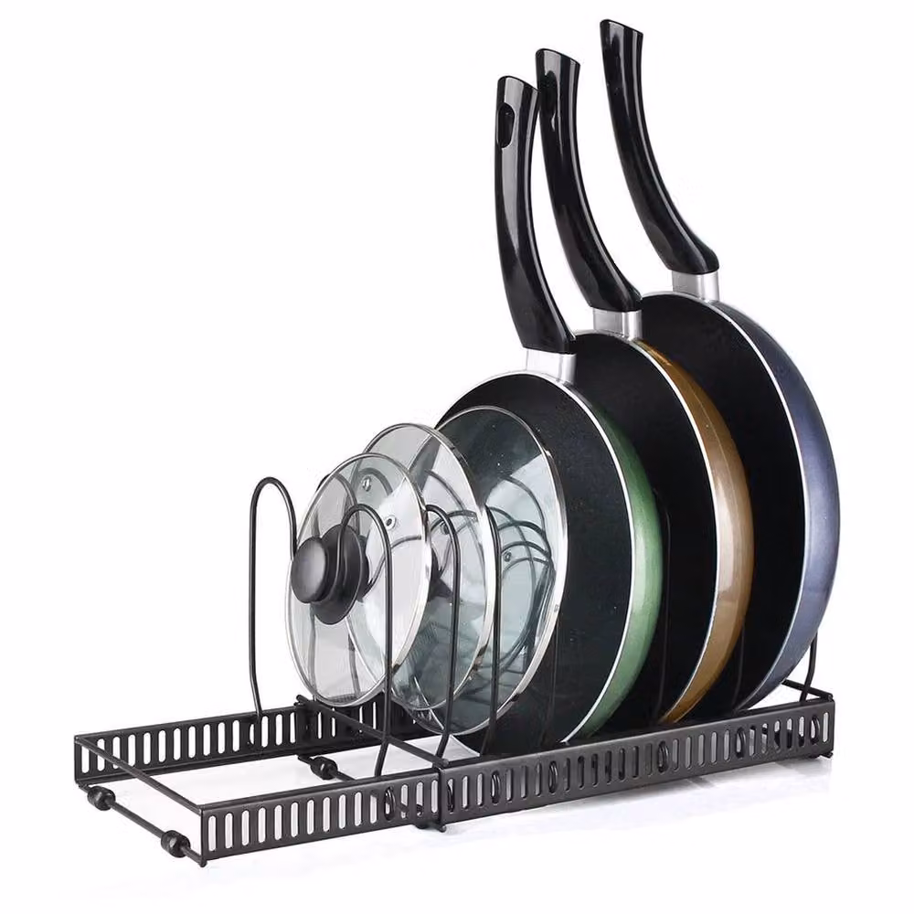 FORGEVIO Expandable 7 Tier Metal Pot Pan and Utensil Holder in Black – 2
