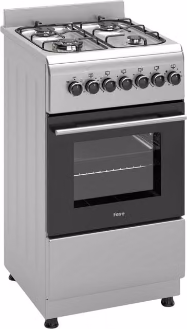 Ferre Freestanding Dual Fuel Cooker in Silver Stainless Steel