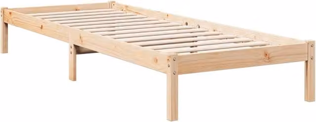 Berkfield Home Extra Long Solid Pine Bed Frame in Natural Brown, W/D/H: 80 x 210 x 31 cm