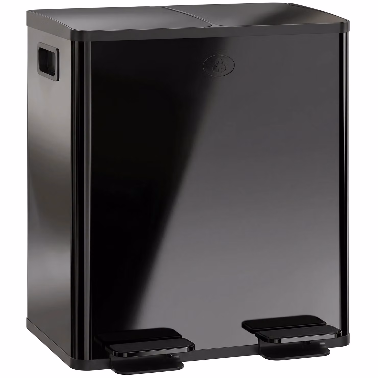 HOMCOM Dual Kitchen Pedal Bin for Recycling and Waste, 2 x 20L, Black – 2
