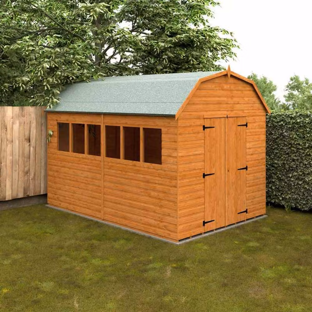 Buttercup Farm 12 x 8 Feet Barn Shed in Burnt Orange and Grey, Made from 12mm Solid Softwood Pine – 2