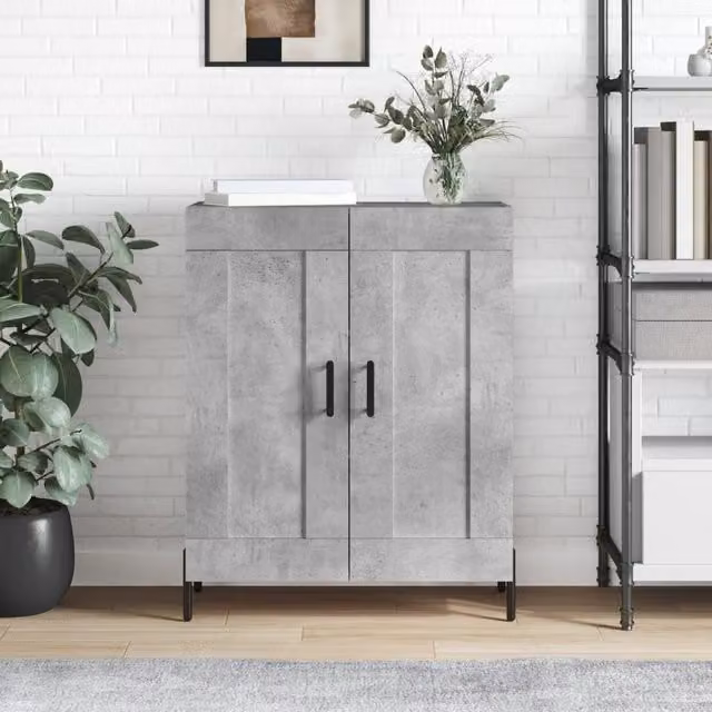 Berkfield Home Sideboard in Concrete Grey, W/D/H: 69.5 x 34 x 90 cm