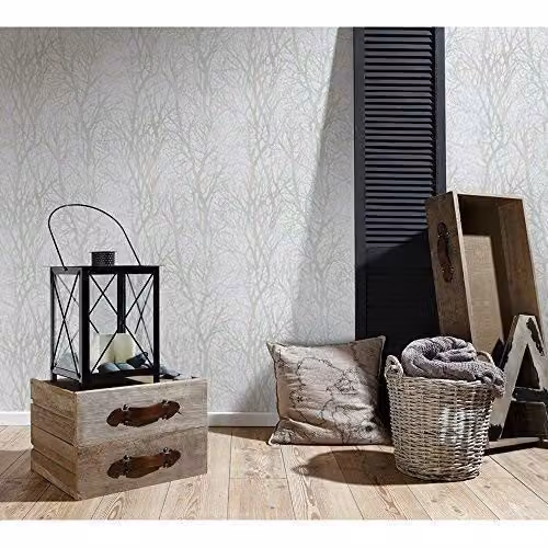 A.S. Création Forest Pattern Botanical Embossed Wallpaper in Green and White