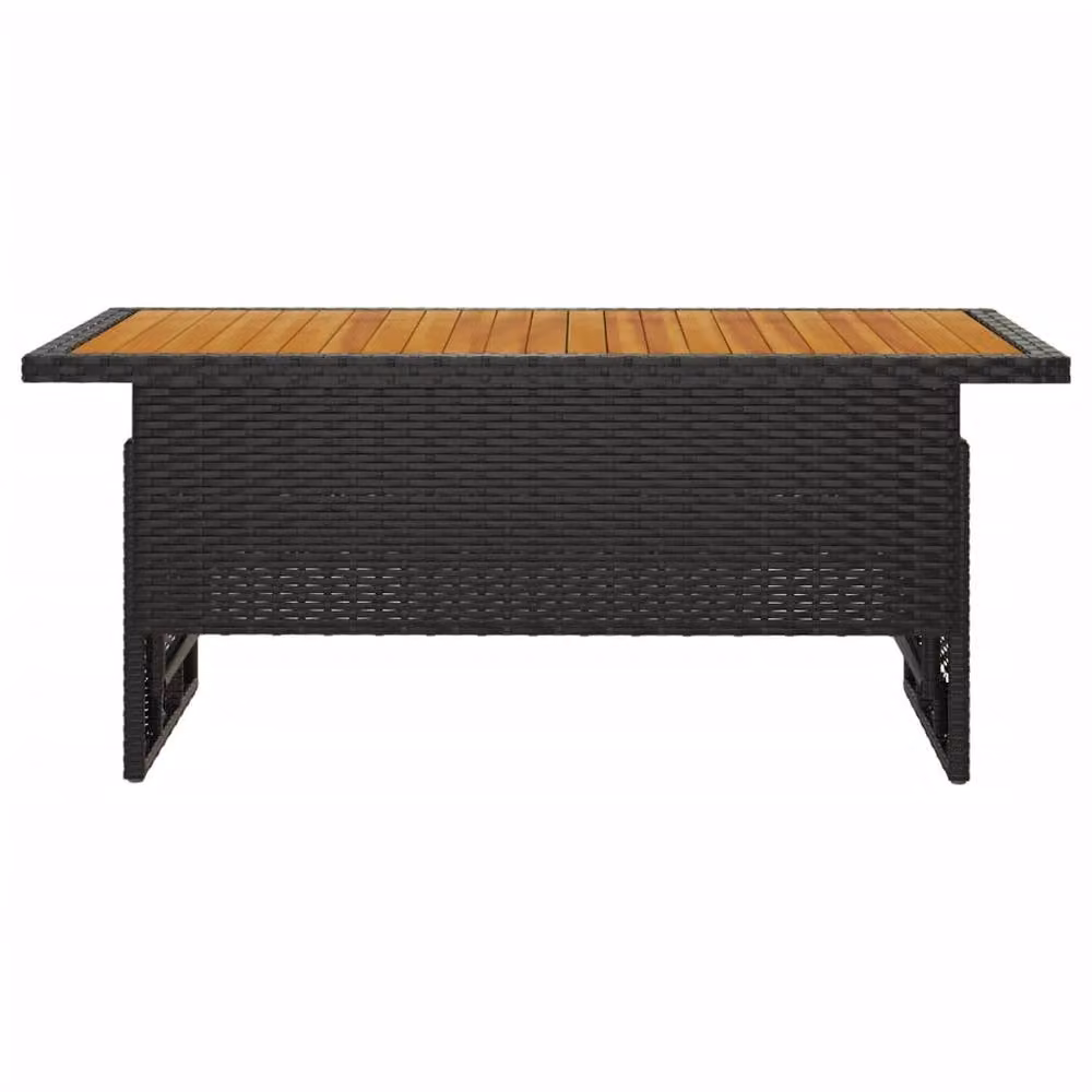 Berkfield Home Black Acacia Wood and Poly Rattan Garden Table, W/D/H: 100 x 50 x 43/63 cm – 3