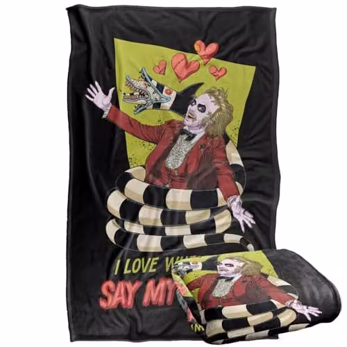 LOGOVISION Beetlejuice Valentine Sandworm Super Soft Silky Touch Fleece Throw Blanket, Multicolour, W/D/H: 91 x 147 cm – 1
