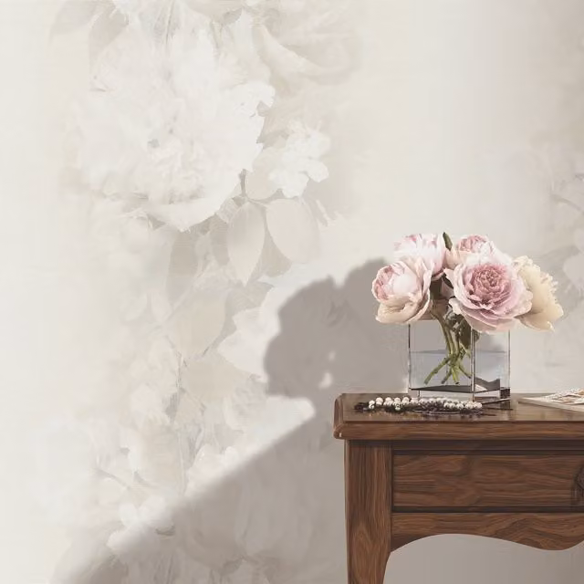Erismann Beige Botanical Floral Vinyl Wallpaper