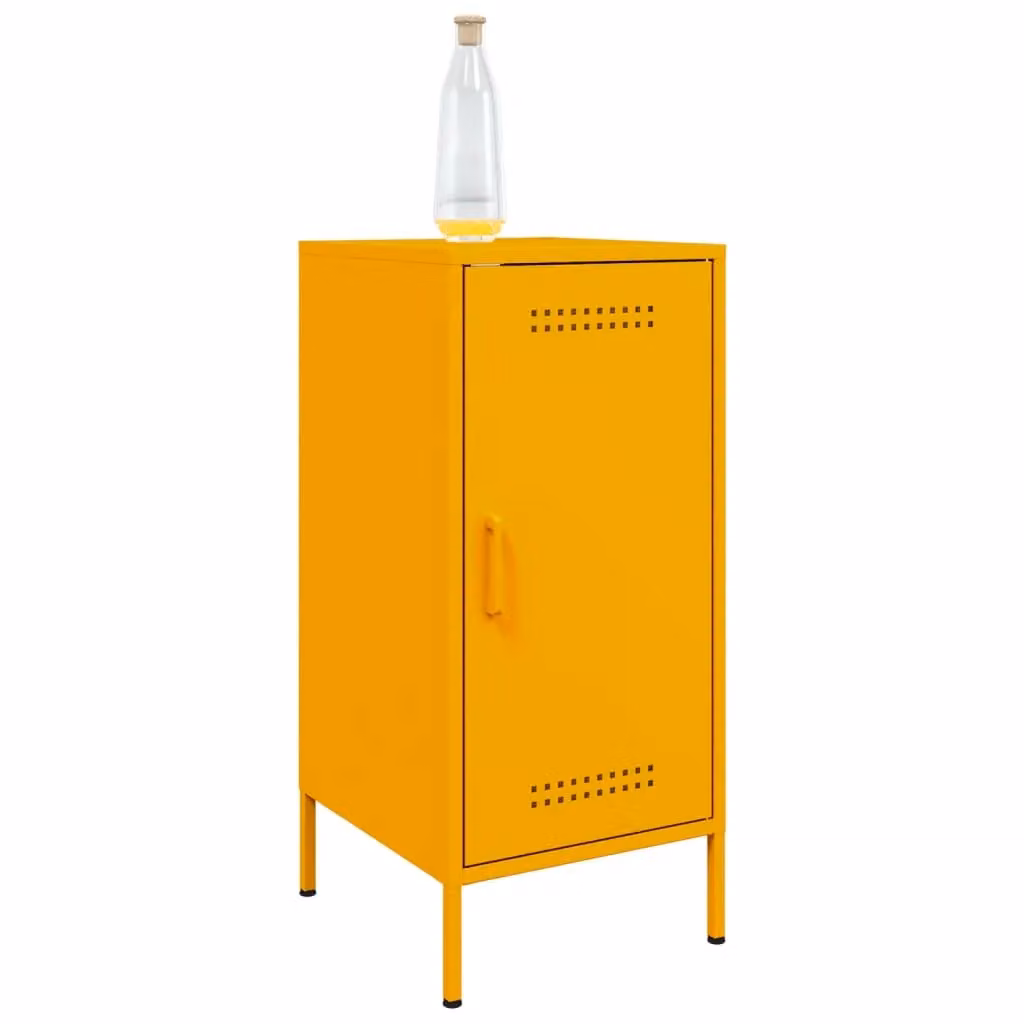 Berkfield Home Set of 2 Mustard Yellow Steel Sideboards, W/D/H: 36 x 39 x 79 cm – 2