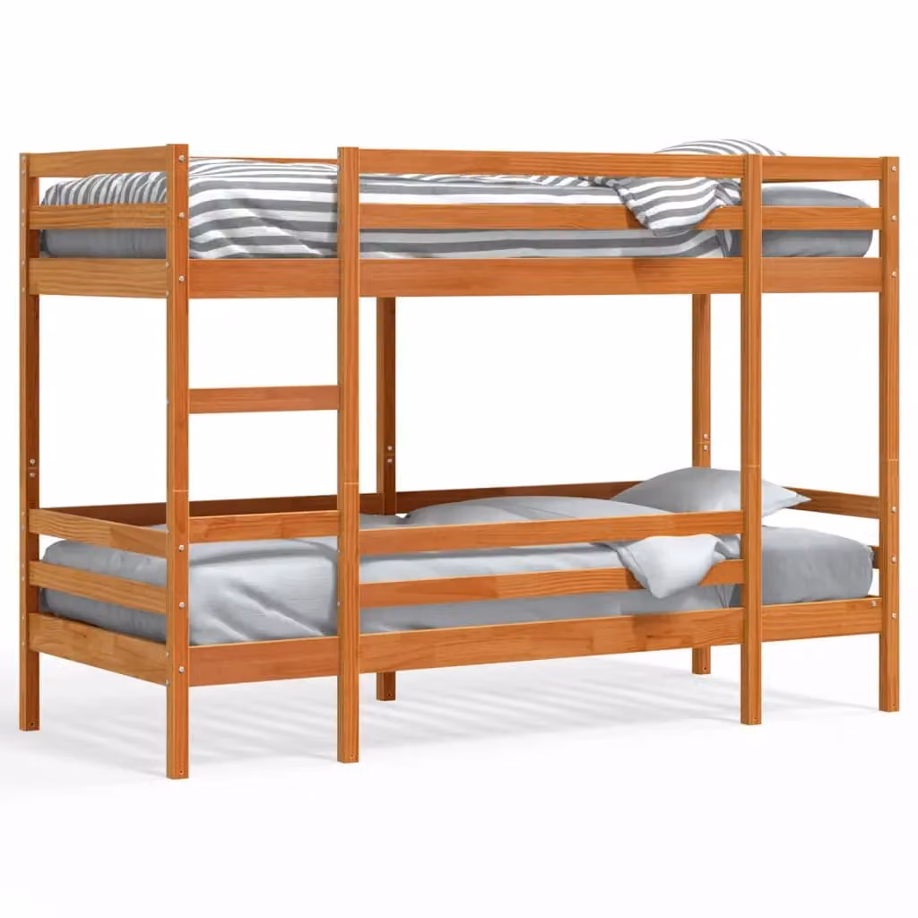 Berkfield Home Rustic Wax Brown Solid Wood Pine Bunk Bed W/D/H: 80 x 200 cm – 2