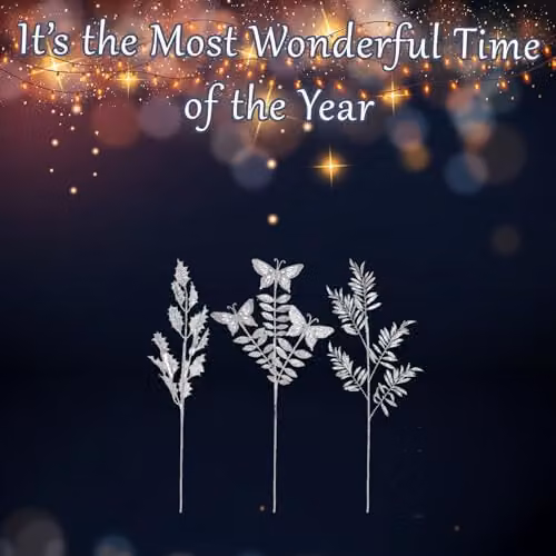 VFM e-Store Silver Glitter Foliage Pick Christmas Ornament H 74 cm x W 24 cm x D 0.5 cm – 2
