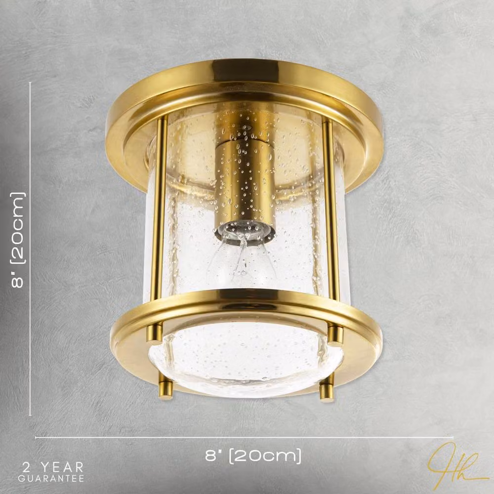 Happy Homewares Vintage Industrial Ceiling Light in Gold with Transparent Bubble Glass – 3