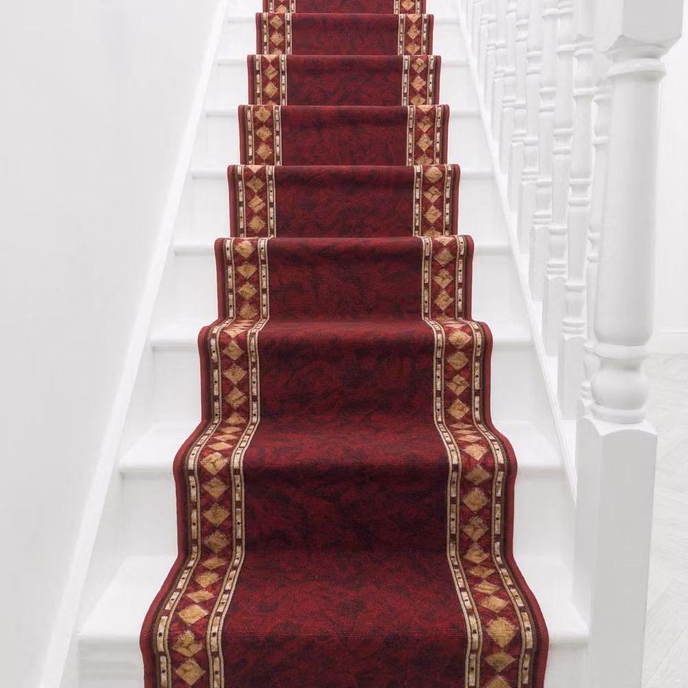 runrug Cheops Stair Runner Carpet, Red, W: 66 cm, L: 570 cm – 5