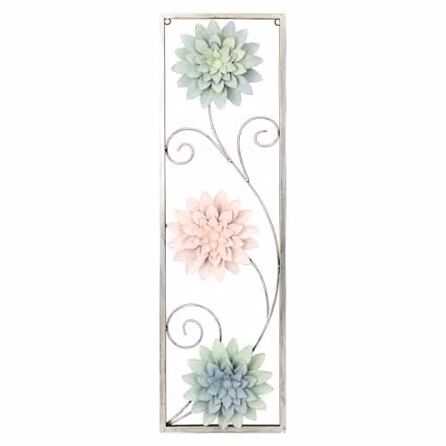 VFM e-Store Multicolour Floral Metal Wall Art, W: 71 cm, H: 21 cm