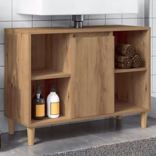 vidaXL Artisan Oak Bathroom Cabinet in Brown, W/D/H: 80 x 33 x 60 cm – 2