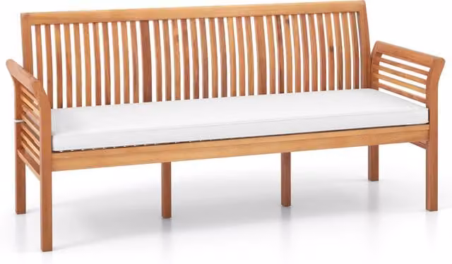 COSTWAY 3 Person Acacia Wood Outdoor Bench in Brown