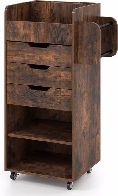 Costway Rolling Storage Cart in Brown