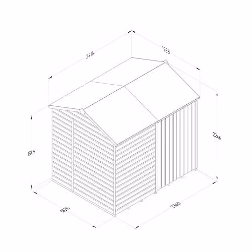 Forest Garden Reverse Apex Wooden Shed with Double Doors in Brown or Green, W: 243.84 cm, D: 182.88 cm, H: 224.47 cm – 3