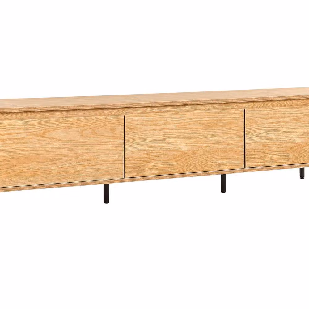 Wyld Haus Modern Brown TV Stand with Black Metal Legs and 3-Door Storage, W: 180 cm, D: 40 cm – 2