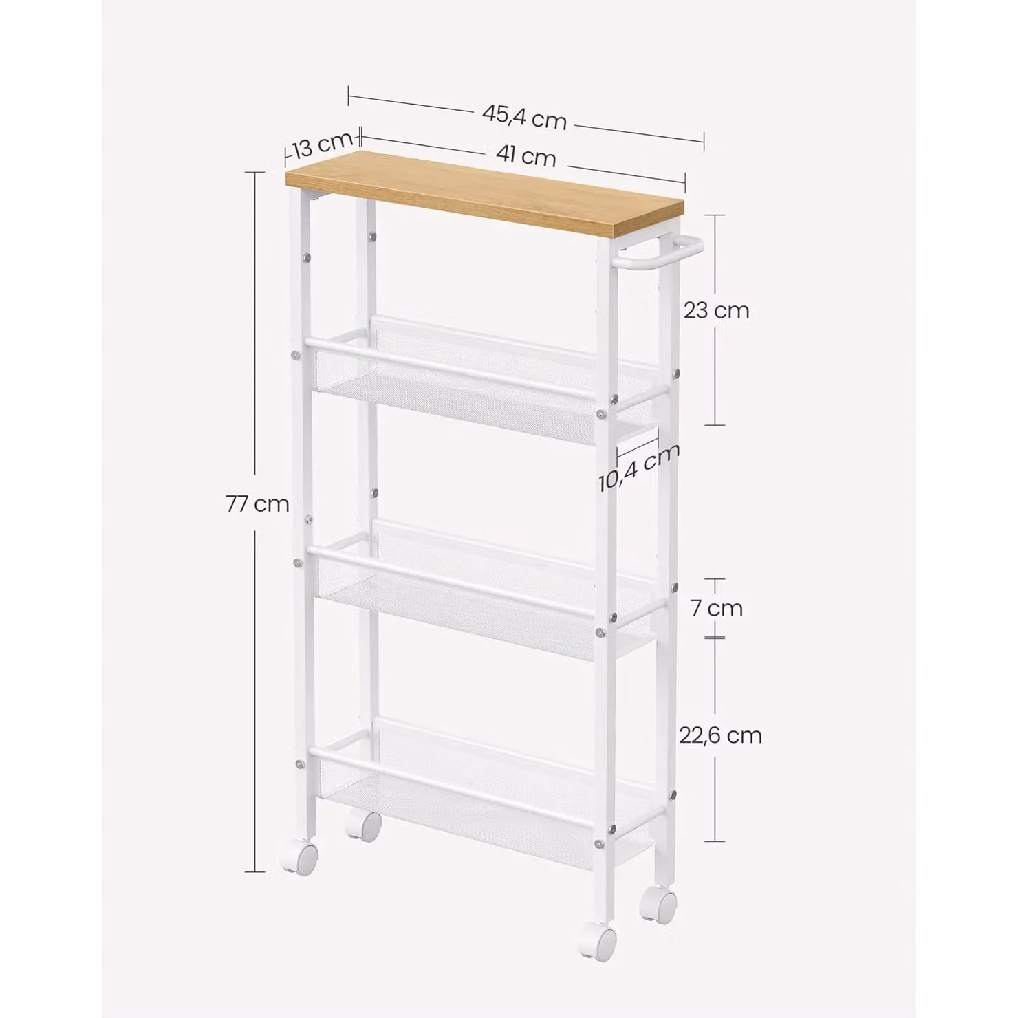VASAGLE 4-Shelf Space Saving Kitchen Trolley with Wheels, White – 2