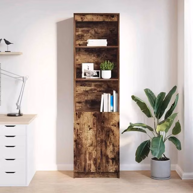 Berkfield Home Highboard in Smoked Oak Brown, W/D/H: 50 x 35 x 180 cm