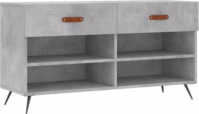 Berkfield Home Industrial Shoe Bench in Concrete Grey, W/D/H: 102 x 35 x 55 cm