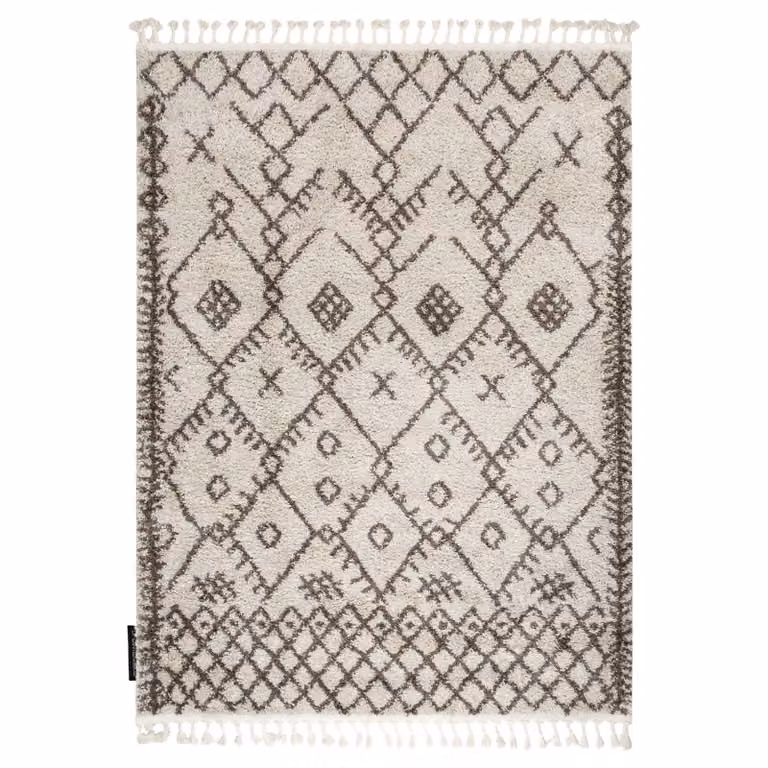 RugsX Berber Geometric Boho Rug in Yellow and Grey, W: 120 cm, L: 170 cm