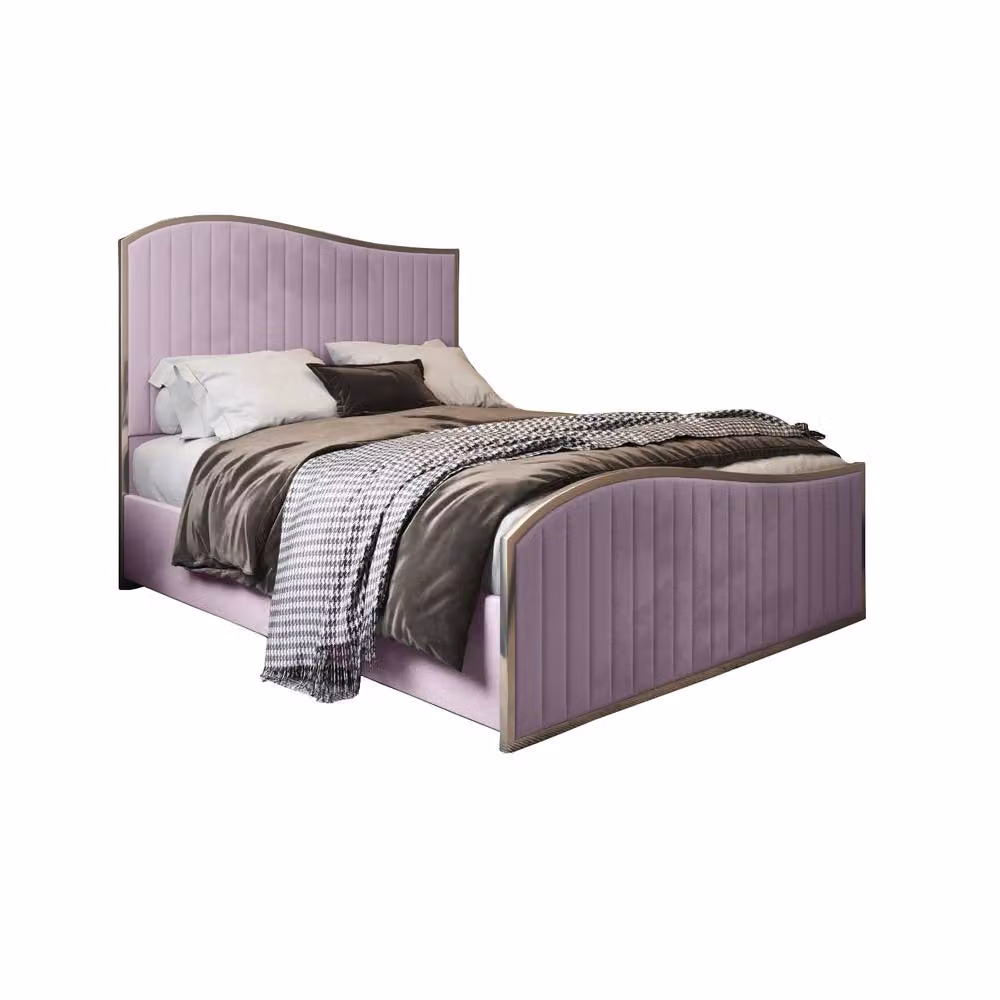 Casani Fulbeck Upholstered Velvet Designer Bed Frame in Pink, Super King, 200 x 200 cm – 3
