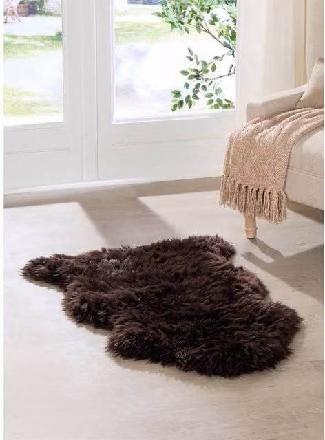 Native Natural Organic Sheepskin Rug in Brown, W/D: 60 x 120 cm