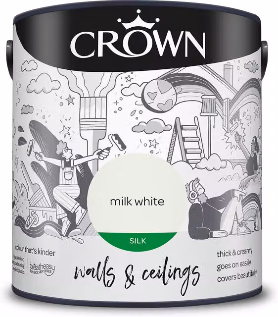 Crown Walls and Ceilings Silk Emulsion White 2.5l